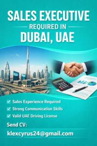 Sales Executive Required in Dubai