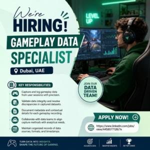 Gameplay Data Specialist Required in Dubai