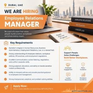 Employee Relations MANAGER Required in Dubai
