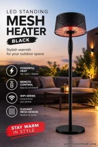 LED Standing MESH Black Electric Patio Heater