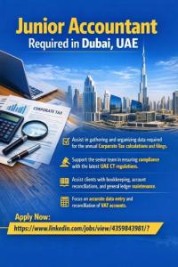 Junior Accountant Required in Dubai