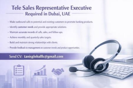 Tele Sales Representative Required in Dubai