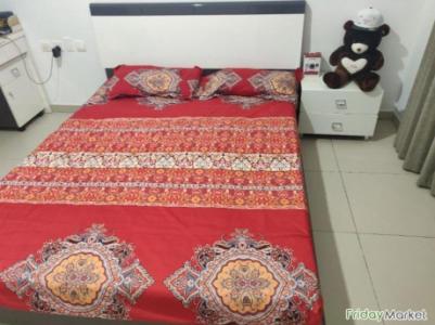 Home Center Double Bed With Mattress, Side Table And Study Table - UAE
