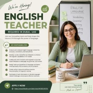 English Teacher Required in Dubai