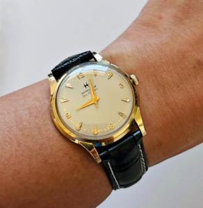 Rare vintage Hamilton thin O Matic solid 14k gold automatic watch