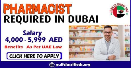 PHARMACIST REQUIRED IN DUBAI