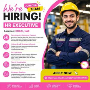 HR Executive Required in Dubai