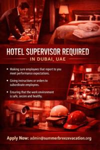 Hotel Supervisor Required in Dubai