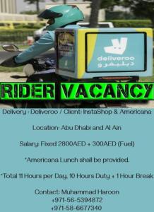 Bike Rider Vacancy for Delivery