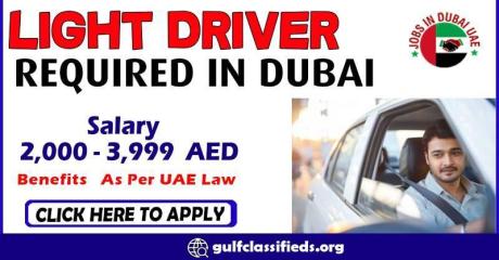 LIGHT DRIVER REQUIRED IN DUBAI