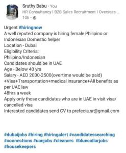 Female Phillipino/Indonesian Domestic Helper