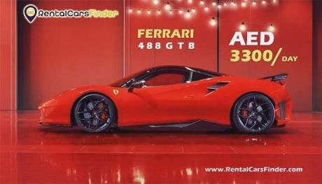 Rent the exotic Ferrari 488 GTB AED 3300 Day- Rental Cars Finder Dubai