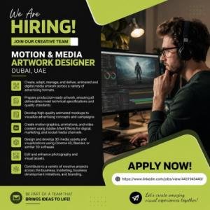 Motion & Media Artwork Designer Required in Dubai