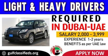 LIGHT & HEAVY DRIVERS REQUIRED IN DUBAI