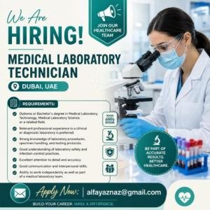 Medical laboratory technician Required in Dubai