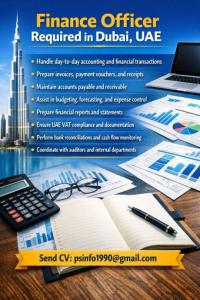 Finance Officer Required in Dubai