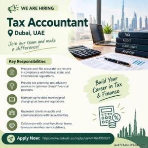Tax Accountant Required in Dubai