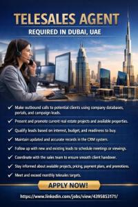 Telesales Agent Required in Dubai