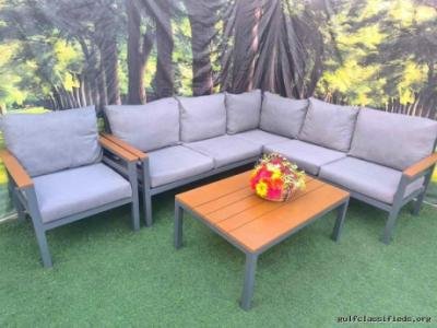Outdoor Aluminum 6 seater L shaped garden sofa set with table Great
