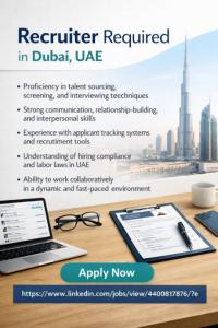 Recruiter Required in Dubai