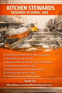 Kitchen Stewards Required in Dubai
