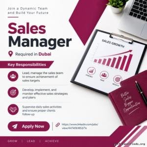Sales Manager Required in Dubai