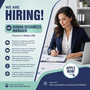 Human Resources Manager Required in Dubai