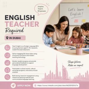 English Teacher Required in Dubai