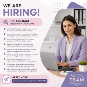HR Assistant Required in Dubai