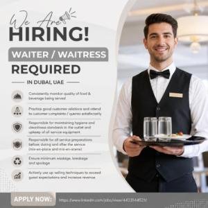 Waiter / Waitress Required in Dubai