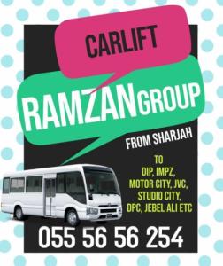 Car Lift Services Sharjah to DIP, JABEL ALI, MOTOR CITY, JVC