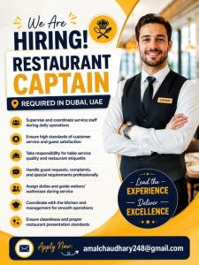 Restaurant Captain Required in Dubai