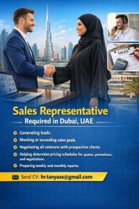 Sales Representative Required in Dubai