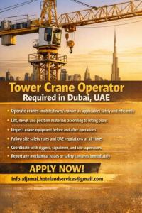 Tower Crane Operator Required in Dubai