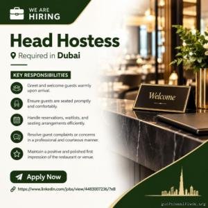Head Hostess Required in Dubai