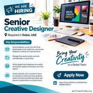 Senior Creative Designer Required in Dubai