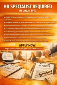 HR Specialist Required in Dubai
