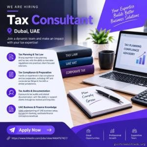 Tax Consultant Required in Dubai