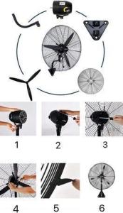 AED 425, 26 Inch Industrial High Power Wall-mounted Fan,260W Mesh Cover Self-locking Grille