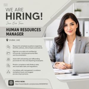 Human Resources Manager Required in Dubai
