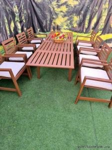 Ikea outdoor extendable dining table with 8 armchairs