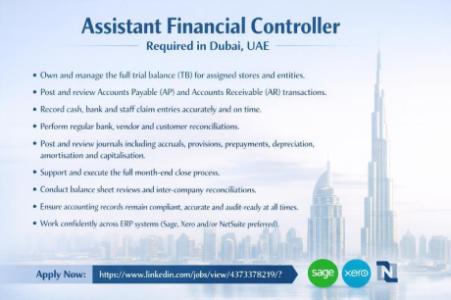 Assistant Financial Controller Required in Dubai