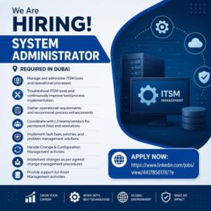 System Administrator Required in Dubai