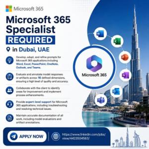 Microsoft 365 Specialist Required in Dubai