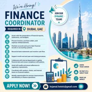 Finance Coordinator Required in Dubai