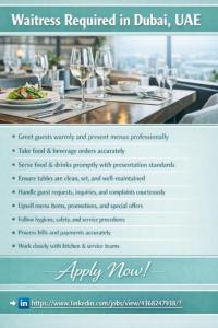 Waitress Required in Dubai