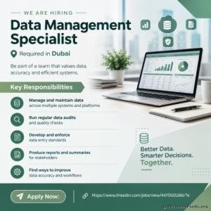 Data Management Specialist Required in Dubai