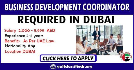 BUSINESS DEVELOPMENT COORDINATOR REQUIRED IN DUBAI