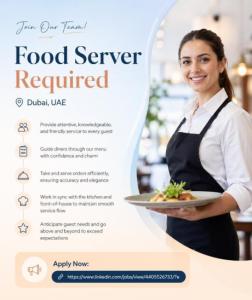 Food Server Required in Dubai