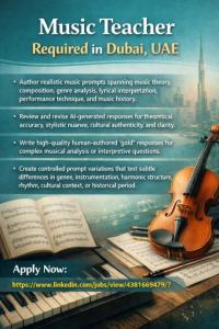 Music Teacher Required in Dubai